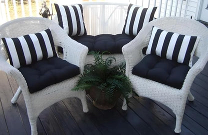 RSH DECOR: Square Throw Pillows Set of 2 | 17” x 17” | All-Weather Spun Fabric | Water and Fade-Resistant | Outdoor Accent Pillows for Patio Furniture | Black & White Stripe