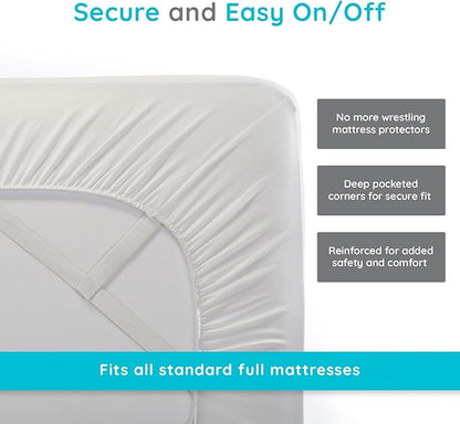 PUREgrace Tencel Mattress Protector (Full) – Waterproof, Noiseless Cover for Potty Training, Breathable and Durable with Deep-Pocketed Corners for Secure Fit