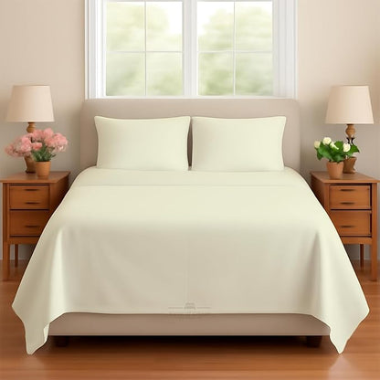Sleeper Sofa 4 Piece Bed Sheet Set Premium Quality 100% Cotton 500 Thread Count, Smooth & Super Soft Sateen Weave, Extra Soft Bed Sheets, Wrinkle Free, 6 Inch Deep Pocket (Twin, Ivory)