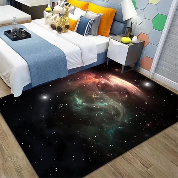 Large Area Rug for Living Dinning Room Universe Galaxy Nebula Space Bedroom Rugs Study Room Soft Floor Mat Non-Slip Washable Carpet, 6' x 9'