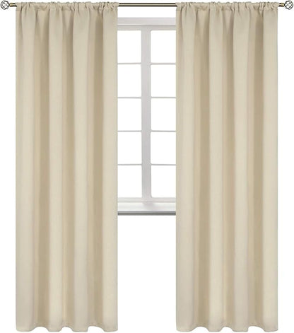 BGment Beige Room Darkening Curtains 84 Inches Length - Rod Pocket Thermal Insulated Blackout Curtain Drapes for Bedroom Living Room, 42 x 84 Inch, 2 Panels, Beige