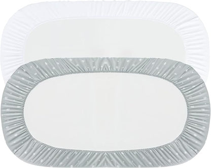 Baby Bassinet Sheets 15" x 30", Fit for Fisher Price Soothing Motions, Rock with Me, Soothing View, Luminate, Dream On Me Lacy, Regalo Baby Basics(Small) Bassinet, Ultra Soft,White & Grey Ball