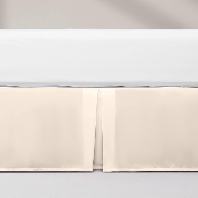 SONIVE Queen Bed Skirt,15" Drop Pleated Dust Ruffle,Classic Tailored Easy Fit Brushed Microfiber Skirts Hotel Quality Shrinkage & Fade Resistant Beige