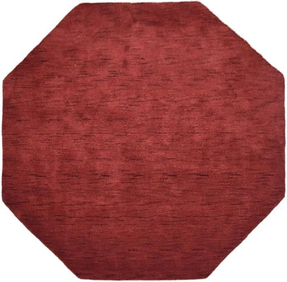Hand Knotted Loom Wool ECO-Friendly Area Rugs - 10'x10', Octagon, Red Color, Solid Plain Design, High Pile Thick Handmade Anti Skid Area Rugs for Living Room, Bed Room (L00111)