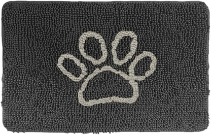 GORILLA GRIP SOAKSTOPPER Dog Door Mat, 36x24 Machine Washable Rug Absorbent Doormat Captures Moisture Mud Dirt, Quick Dry Soft Chenille Entryway Rugs Indoor Entrance Mats for Dog Paws, Charcoal