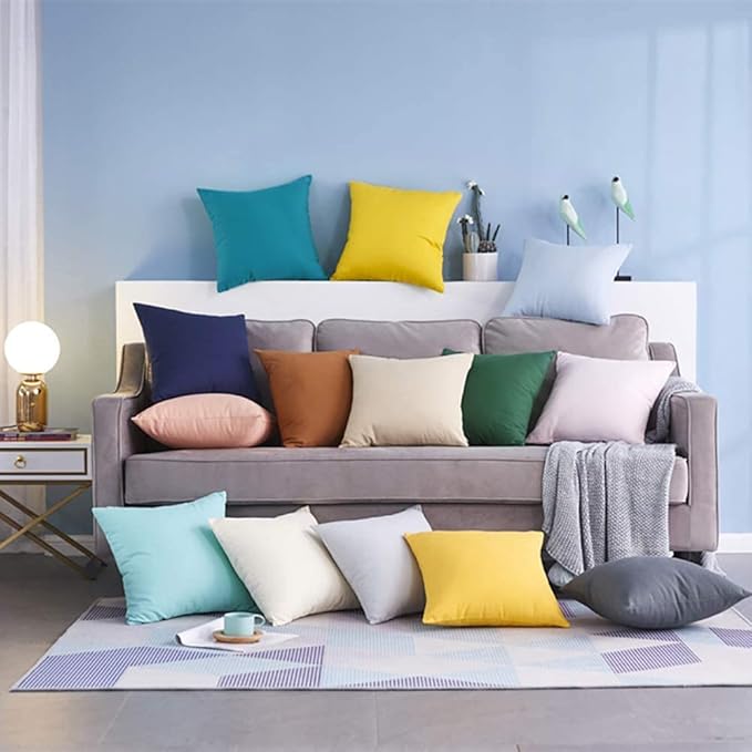4-Pack 100% Cotton Comfortable Solid Decorative Throw Pillow Case,Thmyo Square Cushion Cover Pillowcase Sublimation Blank Pillow Covers DIY Throw Pillowcase(20x20 inch/ 50x50cm,Light Silver Grey)