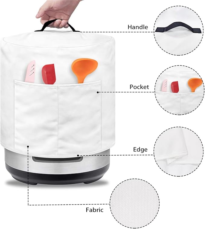 Air Fryer Cover Dust Cover, French Fries Appliance Covers for 6 Quart Air Fryer & Pressure Cooker Kitchen Appliance Accessories with Pockets, Machine Washable