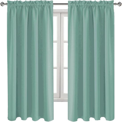 DWCN Blackout Curtains Thermal Insulated, Energy Saving & Noise Reducing Bedroom and Living Room Curtains, Sage Green, W 52x L 63 Inch, Set of 2 Rod Pocket Curtain Panels