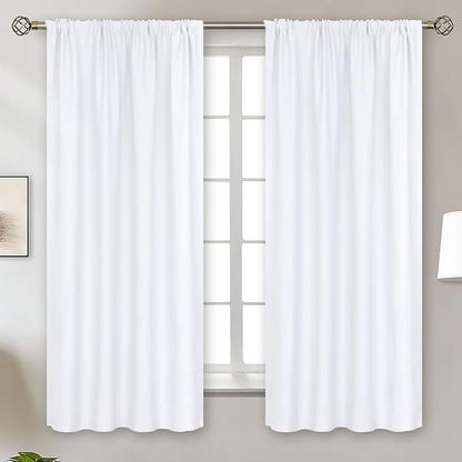 BGment Pure White Curtains 63 Inches Long for Living Room - Thermal Insulated Window Treatment Drapes with Rod Pocket Privacy for Bedroom, 2 Panels, 52 x 63 Inch