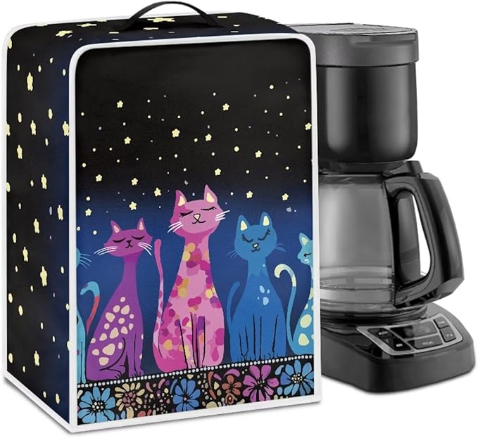 Coffee Maker Cover Dust Cover, Art Washable Dustproof Mixer Protector with Top Handle, Foldable