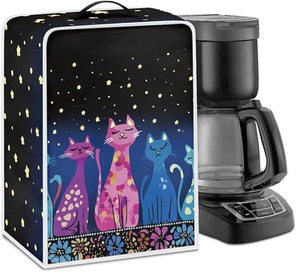 Coffee Maker Cover Dust Cover, Art Washable Dustproof Mixer Protector with Top Handle, Foldable