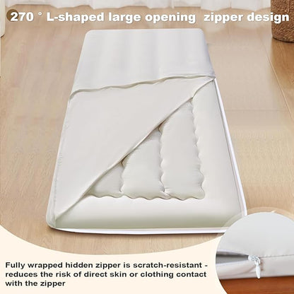 Floor Futon Cover Alaskan King Size 84" L x 64" W Japanese Floor Futon Mattress Slipcover Tatami Mats Cover Washable Beige