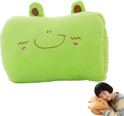 Kids Cartoon Hand Warmer Pillow, Plush Animal Doll with Arm Warmers for Children, Soft Hugging Cushion for Nap and Winter Days, Cozy Throw Pillow