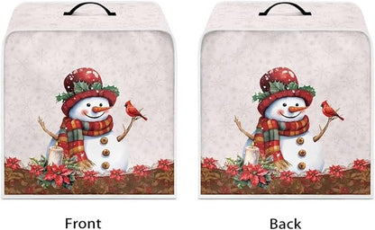 Christmas Coffee Maker Cover, Cute Snowman Cardinal Coffee Dust Protector Washable Foldable