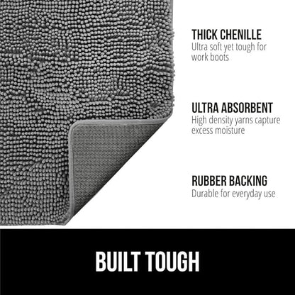 GORILLA GRIP SOAKSTOPPER Dog Door Mat, 36x24 Machine Washable Rug Absorbent Doormat Captures Moisture Mud Dirt, Quick Dry Soft Chenille Entryway Rugs Indoor Entrance Mats for Dog Paws, Gray
