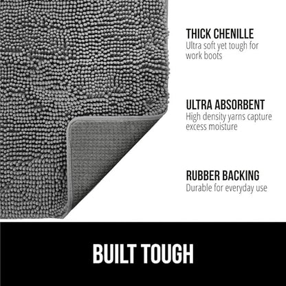 GORILLA GRIP SOAKSTOPPER Dog Door Mat, 30x20 Machine Washable Rug Absorbent Doormat Captures Moisture Mud Dirt, Quick Dry Soft Chenille Entryway Rugs Indoor Entrance Mats for Dog Paws, Gray