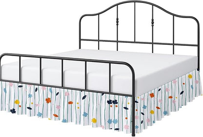 Cottington Lane Ruffled Bed Skirt Twin Size with Split Corner, Brushed Microfiber Hotel Quality Dust Ruffle, 18 Inch Drop Gathered Bedskirt, Soft, Stylish, Shrink & Fade Resistant, Ray of Flowers