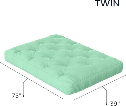 Royal Sleep Products by The Futon Factory 6 inch Foam Futon Mattress - Solid Mint Cover - Twin Size - CertiPUR Certified Foams - Made in USA - Replacement Mattress - (Frame not Included)
