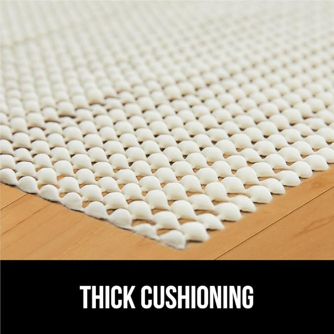 GORILLA GRIP Strong Rug Pad Gripper, 5x7 FT, US Designed, Grips Help Keep Area Rugs Safe and in Place, Slip and Skid Resistant Pads for Hard Floors, Under Carpet Mat Cushion and Hardwood Protection