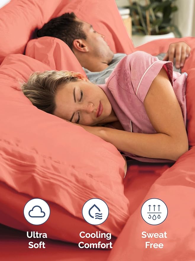 Extra Deep Twin XL Fitted Sheet - Hotel Luxury Single Fitted Sheet Only - Easily Fits 18 inch to 24 inch Mattress - Ultra Soft, Wrinkle & Fade Free w/Extra Deep Pockets - Breathable & Comfy - Coral
