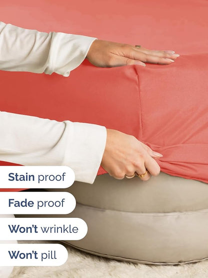 Extra Deep Split King Fitted Sheet - Hotel Luxury Single Fitted Sheet Only - Easily Fits 18 inch to 24 inch Mattress - Ultra Soft, Wrinkle & Fade Free w/Extra Deep Pocket - Breathable & Comfy - Coral