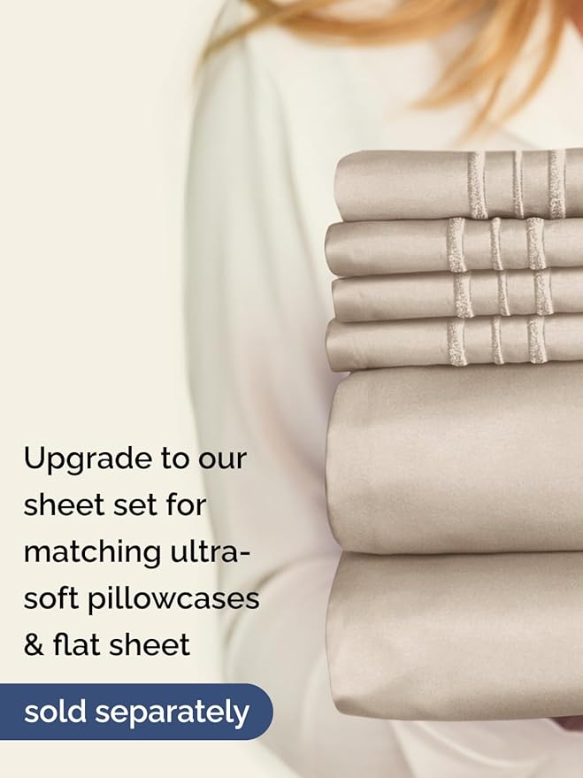 Extra Deep Queen Fitted Sheet - Hotel Luxury Single Fitted Sheet Only - Easily Fits 18 inch to 24 inch Mattress - Ultra Soft, Wrinkle Free w/Extra Deep Pockets - Easy-Care, Breathable & Comfy - Wheat