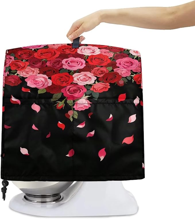 Stand Mixer Covers Protector Red Rose Print Stand Mixer Dust Covers Fit Kitchen Aid Mixer 4.5-8 Quart Mixer Valentine's Day Home Kitchen Decor Appliance Covers