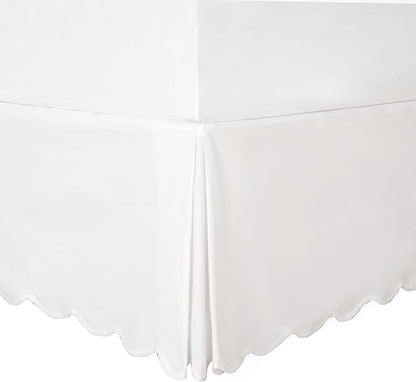 HIG Off-White Chic Queen Bed Skirt - Easy Fit Scallop Edge Pleated Bedskirts, 14 Inch Drop Anti-Slip Dust Ruffle, Thick Fabric for Enhanced Privacy, Pre-Washed for Long-Lasting Use(N60022)