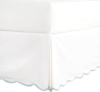 HIG Off-White Chic Full Bed Skirt - Easy Fit Scallop Edge Pleated Bedskirts, 14 Inch Drop Anti-Slip Dust Ruffle, Thick Fabric for Enhanced Privacy, Pre-Washed for Long-Lasting Use(N60022)