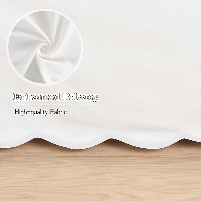 HIG Off-White Chic Full Bed Skirt - Easy Fit Scallop Edge Pleated Bedskirts, 14 Inch Drop Anti-Slip Dust Ruffle, Thick Fabric for Enhanced Privacy, Pre-Washed for Long-Lasting Use(N60022)