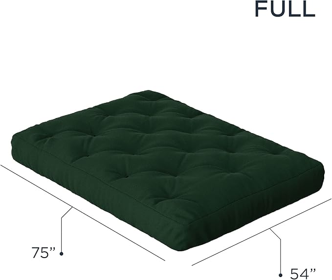 Royal Sleep Products by The Futon Factory 6 inch Foam Futon Mattress - Solid Hunter Green Cover - Full Size - CertiPUR Certified Foams - Made in USA - (Frame not Included)