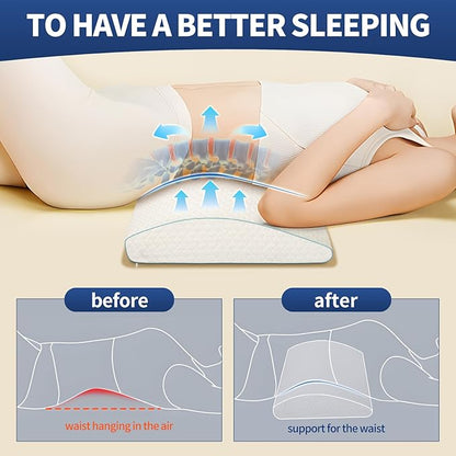 Lumbar Support Pillow for Sleeping - Back Pain Relief & Spinal Alignment Pillow, High-Resilience Foam, 23.6x11.8x3.15 Inch