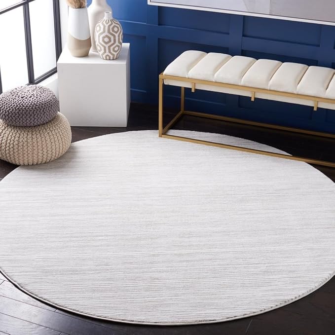 SAFAVIEH Vision Collection Round Rug - 12' Round, Ivory Grey, Modern Ombre Design, Non-Shedding & Easy to Clean, Ideal for Living Room, Bedroom, Dining Space (VSN606K)