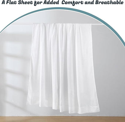 Extra Deep Pocket Twin Sheet Set for Air Mattress, 3 Piece Air Bed Sheets Set with 18-24 Inches Depth, Soft & Breathable Inflatable Bed Sheet Set with Flat Sheet, Fitted Sheet and Pillowcase, White