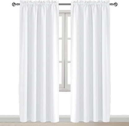 DWCN White Curtains for Living Room Thermal Insulated, 50% Light Blocking Curtains for Bedroom, Dining Room Window, W 52x L 95 Inch, Set of 2 Rod Pocket Curtain Panels