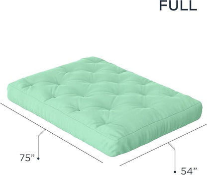 Royal Sleep Products by The Futon Factory 6 inch Foam Futon Mattress - Solid Mint Cover - Full Size - CertiPUR Certified Foams - Made in USA - Replacement Mattress - (Frame not Included)