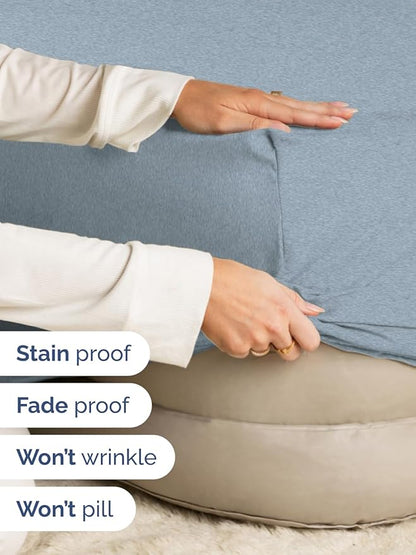 Extra Deep Twin Fitted Sheet - Hotel Luxury Single Fitted Sheet Only - Easily Fits 18 inch to 24 inch Mattress - Ultra Soft, Wrinkle Free with Extra Deep Pockets - Breathable & Comfy - Heathered Blue