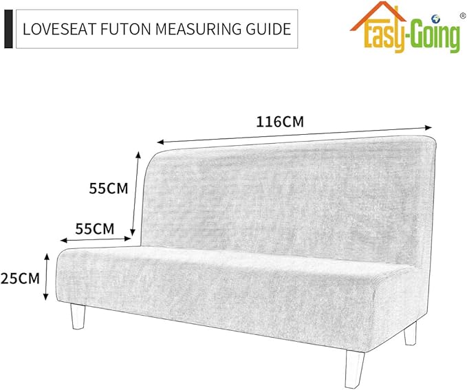 Easy-Going Stretch Futon Slipcover Armless Futon Bed Cover Furniture Protector Without Armrests with Elastic Bottom for Kids, Soft Jacquard Fabric Small Checks (Medium, Christmas Red)