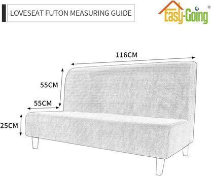 Easy-Going Stretch Futon Slipcover Armless Futon Bed Cover Furniture Protector Without Armrests with Elastic Bottom for Kids, Soft Jacquard Fabric Small Checks (Medium, Black)