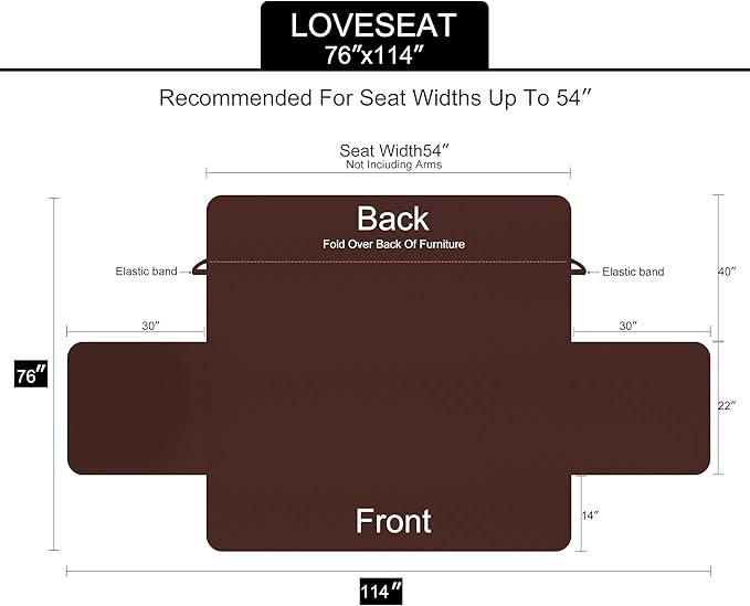 U-NICE HOME Loveseat Sofa Cover Reversible Couch Cover for Dogs with Elastic Straps Water Resistant Furniture Protector for Pets Couch Cover for 2 Cushion Couch (Loveseat, Dark Blue/Light Grey)