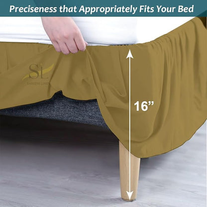 Shreem Linen Ruffled Bed Skirt with Split Corners, Gathered Style, 100% Microfiber, 16-Inch Drop, Dust Ruffle Bedskirt with Platform, RV King, Taupe