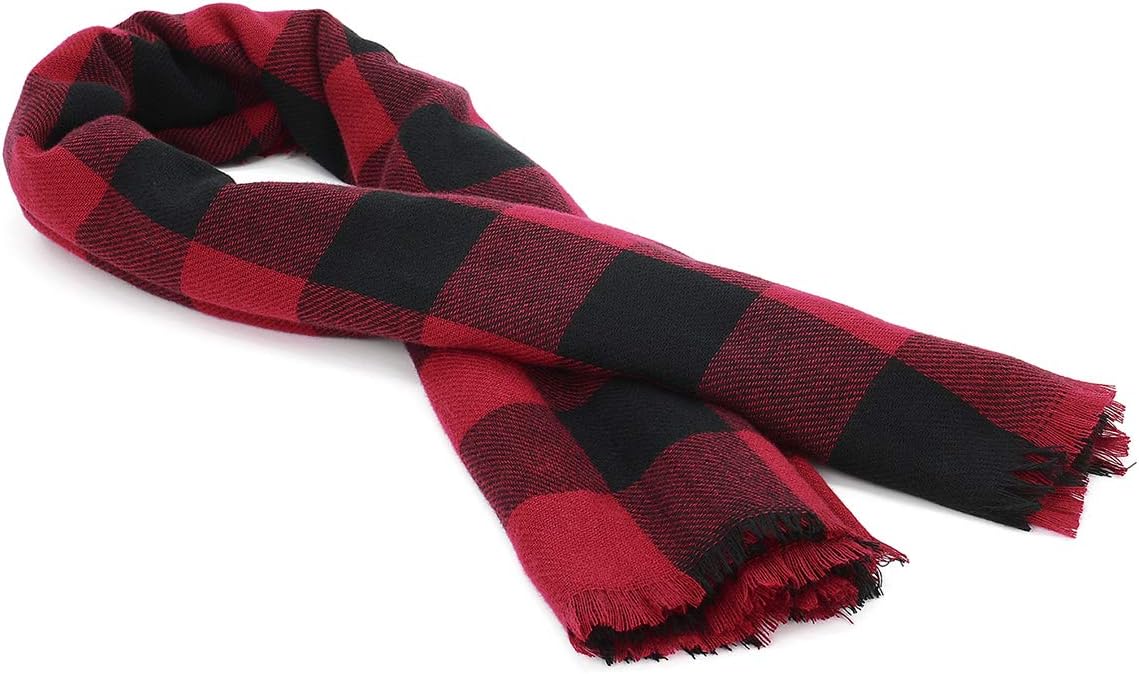 American Trends Women's Cozy Warm Winter Fall Blanket Scarf Stylish Soft Chunky Checked Giant Scarves Shawls
