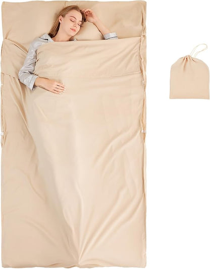Sleeping Bag Liner Camping Adult Sleep Sack Lightweight Travel Sheet for Hotel Bed Compact Ultralight Essential Cleaning Supplies Kit Travel Bedding Set for Backpacking