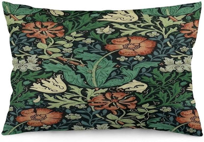 Compton Floral Art William Morris Throw Pillow Covers 12x20 Inch Aesthetic Pillow Velvet Decorative Pillowcase Home Decor Living Room Cushion Case for Bed Sofa Couch