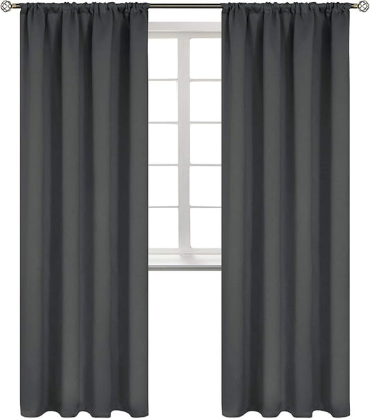 BGment Blackout Curtains for Bedroom 84 Inches Long 2 Panels Set - Rod Pocket Thermal Insulated Room Darkening Curtain Drapes for Living Room, 42 x 84 Inch, Dark Grey