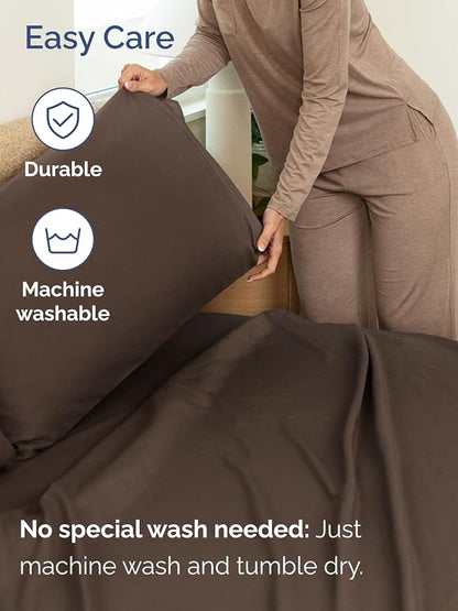 Extra Deep Pocket King Sheets - 4 Piece Breathable & Cooling Bed Sheets - Hotel Luxury Bed Sheet Set - Soft, Wrinkle Free & Comfy - Easily Fits Extra Deep Mattresses - Deep Pocket Brown Sheets Set