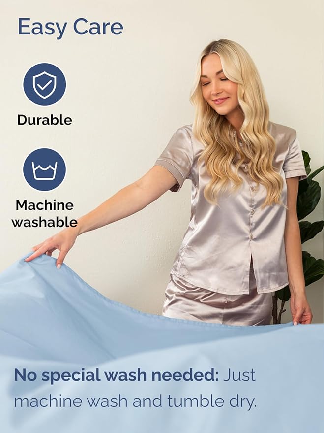 Extra Deep Pocket Split King Sheets - 5 Piece Breathable & Cooling Bed Sheets - Hotel Luxury Sheet Set - Soft, Wrinkle Free & Comfy - Easily Fits Extra Deep Mattresses - Deep Pocket Sky Blue Sheets