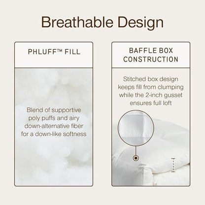 Coop Home Goods Essence Down Alternative Mattress Topper Twin, Plush 2-Inch Gusset and Baffle Box Design for Even Support and Comfort, Premium Bed Topper for Pressure Relief, Oeko-TEX Certified
