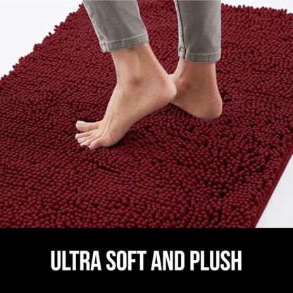 GORILLA GRIP SOAKSTOPPER Dog Door Mat, 30x20 Machine Washable Rug Absorbent Doormat Captures Moisture Mud Dirt, Quick Dry Soft Chenille Entryway Rugs Indoor Entrance Mats for Dog Paws, Burgundy