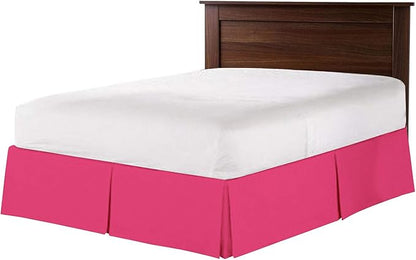 Bed Skirt - 100% Cotton 800 Thread Count Box Pleated Bed Skirt - Luxury Pleated Dust Ruffle, Hotel Quality Modern Bed Skirt, Easy Fit with 12 Inch Tailored Drop, Queen, Hot Pink